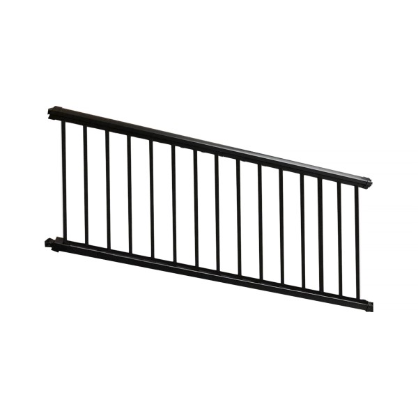 Dalton Flat Top And Flat Bottom Stair 2-Rail Residential 3' High x 8' Wide Aluminum Railing Panel Section (Textured Black) - CBR-AR36-A8S