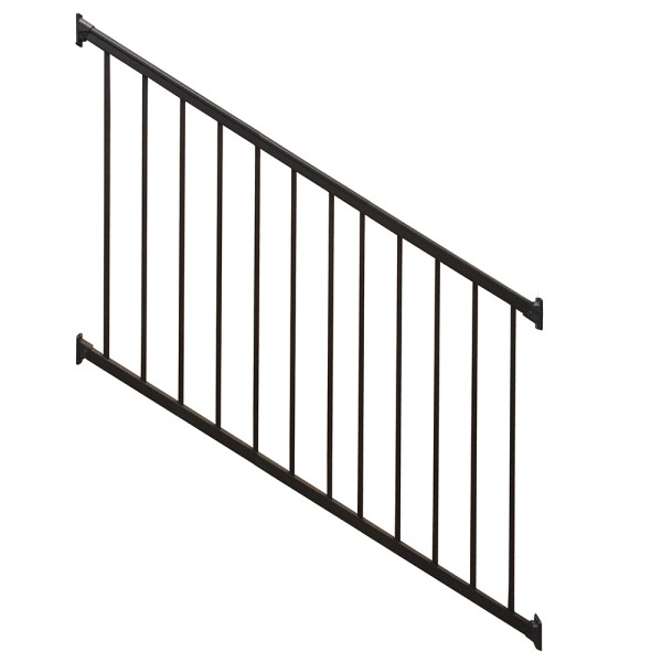 Sterling Flat Top And Flat Bottom Stair 2-Rail Residential 3 1/2' High x 6' Wide Aluminum Railing Panel Section (Textured Black) - CBR-B42-A6S