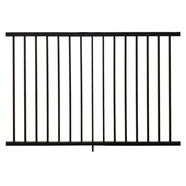 Sterling Flat Top And Flat Bottom 2-Rail Residential 3 1/2' High x 6' Wide Aluminum Railing Panel Section (Textured Black) - CBR-B42-A6