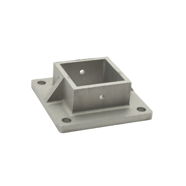 2 1/2" Sq. Floor Flange for Aluminum Fence Posts Deck Mount (Unpainted Milled Metal)