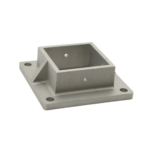 3" Sq. Floor Flange For Aluminum Fence Posts and Deck Mounts (Unpainted Milled Metal)