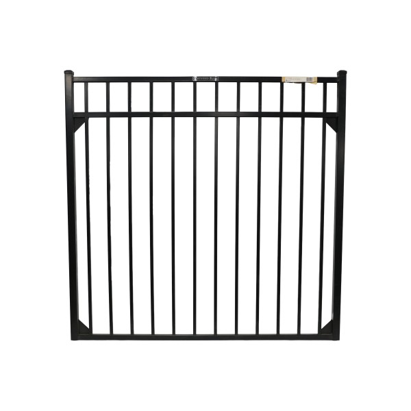 Hudson Flat Top and Flat Bottom 3-Rail Residential 60" Wide x 54" High Aluminum Pool Fence Single Swing Gate (Black) - D1R54B-60SG (Gates)