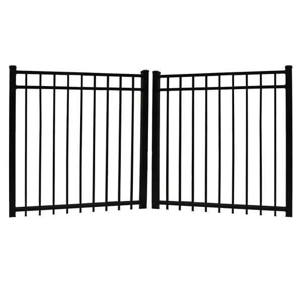 Durables 4' High Parma Black Aluminum Double Gate with Nationwide Gate Hardware (10' Gate Opening)