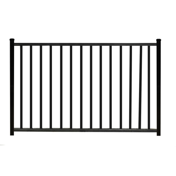 Durables 4' X 48" Canfield Black Aluminum Single Gate with Trident 10" Pool Latch and Self-Closing Hinges - SBAL-FLTP2-4X48FL