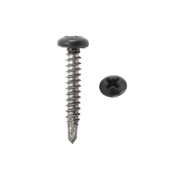Elite #8 x 1" Stainless Steel Self Drill Screws For Aluminum Fence (Black)