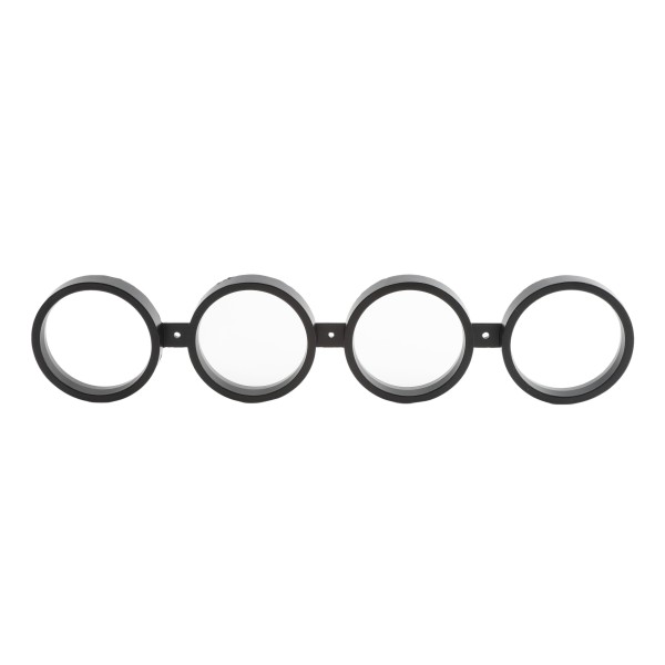 Quad (Four) Ring Decorative Ornamental Aluminum Fence Circles Screw On - Black (Fits 5/8" Pickets)