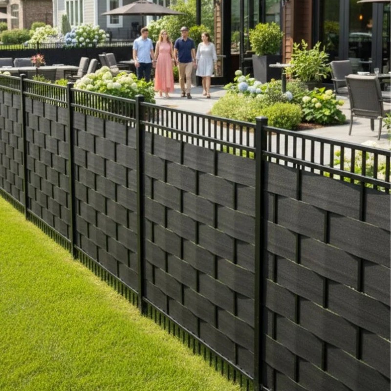 Privacy Materials AlumiWeave Black Privacy Fabric for Aluminum Fencing (6