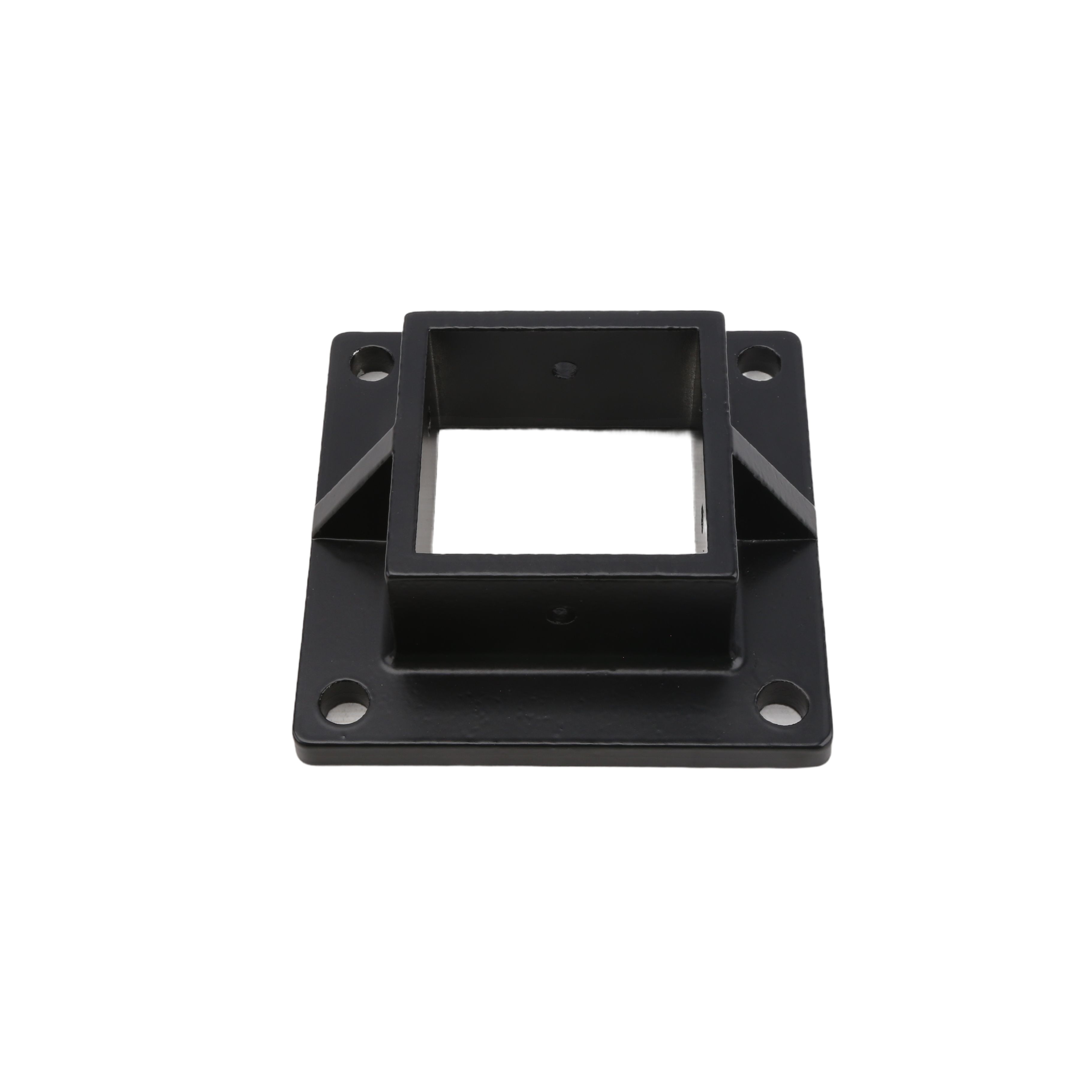 Aluminum Floor Post Flange For 2" Square Posts - Black Deck & Fence Mount