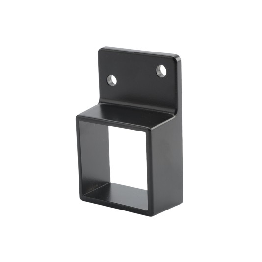 1 3/4" Sq. Stationary Wall Mount Rail End Bracket for Aluminum Fence Rail (Black)