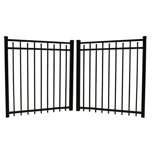 Durables 4' High Canton Black Aluminum Double Gate with Nationwide Gate Hardware (10' Wide Gate Opening)