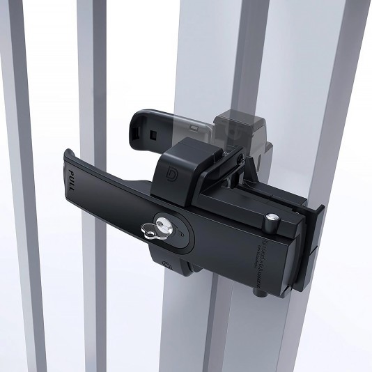 D&D LokkLatch Magnetic Dual-Sided, Keyed Alike Residential/Commercial Gate Latch For Aluminum Fence Gates (Black)