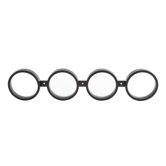 Quad (Four) Ring Decorative Ornamental Aluminum Fence Circles Screw On - Black (Fits 5/8" Pickets)