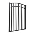 Hudson Flat Top and Flat Bottom 3-Rail Residential 4' Wide x 54" High Aluminum Pool Fence Single Swing Gate (Black) - ARCHED