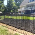 Hudson Flat Top and Flat Bottom 3-Rail Residential 4 1/2' (54") x 6' Aluminum Pool Fence Section (Black) - D1R54B-S
