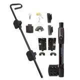 Hudson Residential Pool Fence Dual Swing Gate Hardware Kit - D&D MagnaLatch Safety Gate Latch, Drop Rod, Gate Hinges (2 Sets) - BOCA Compliant (Black)