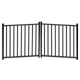  Durables 4' X 10' Canfield Black Aluminum Double Drive Gate with Trident 10" Pool Latch, Two Sets of Self-Closing Hinges and Key-Locking Drop Rod - DBAL-FLTP2-4X60FL