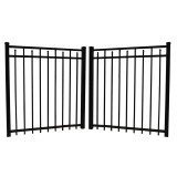 Durables 5' High Canton Black Aluminum Double Gate with Nationwide Gate Hardware (8' Wide Gate Opening)