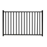 Durables 4' X 48" Canfield Black Aluminum Single Gate with Trident 10" Pool Latch and Self-Closing Hinges - SBAL-FLTP2-4X48FL