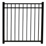 Durables 4 1/2' X 48" Hamilton Black Aluminum Single Gate with Trident 10" Pool Latch and Self-Closing Hinges - SBAL-FLTP-4.5X48FL