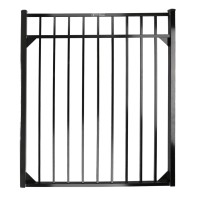 Hudson 4 1/2' High Flat Top and Flat Bottom 3-Rail Residential Aluminum Picket Pool Fence - BOCA Compliant (Black)