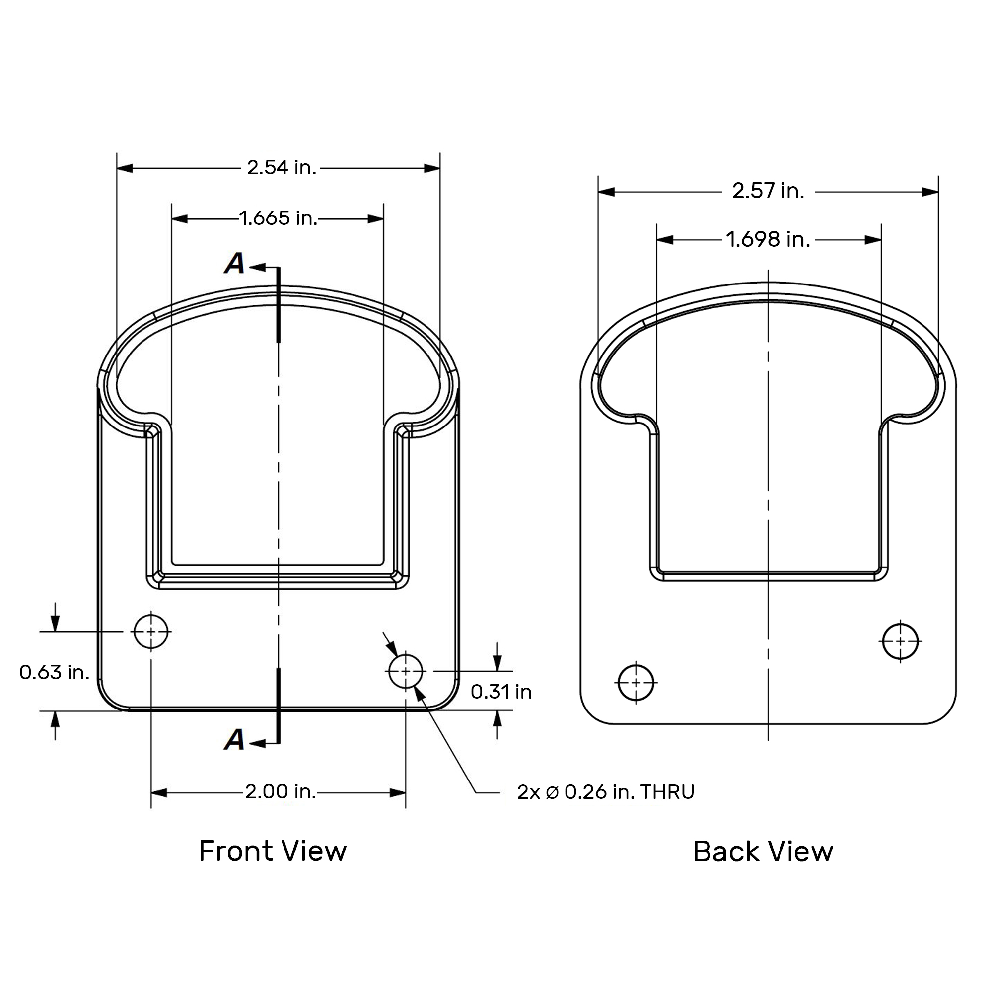 Front and Back Dimensions